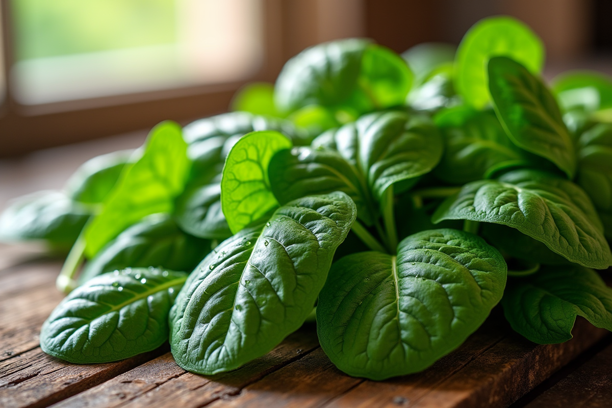 Assortiment de légumes verts frais sur une table en bois