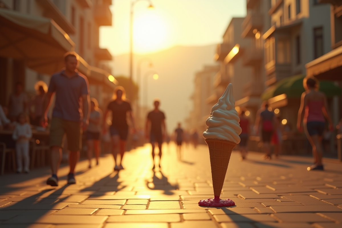Personnes sous le soleil en canicule avec feux de forêt en arrière
