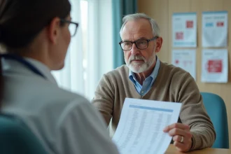 Homme d'âge moyen en consultation cardiologue