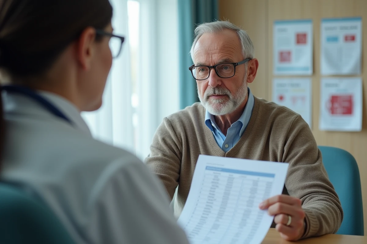 Homme d'âge moyen en consultation cardiologue