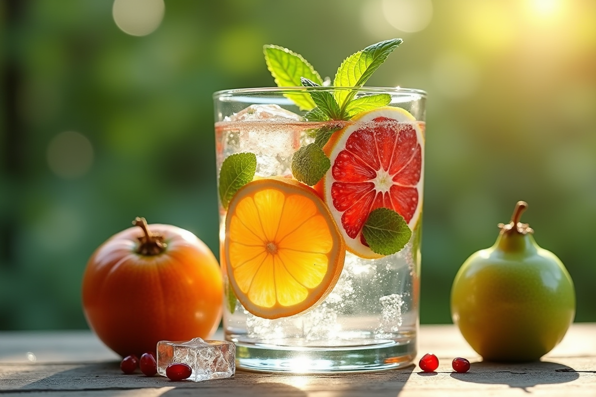 Fruits coupés dans un verre d