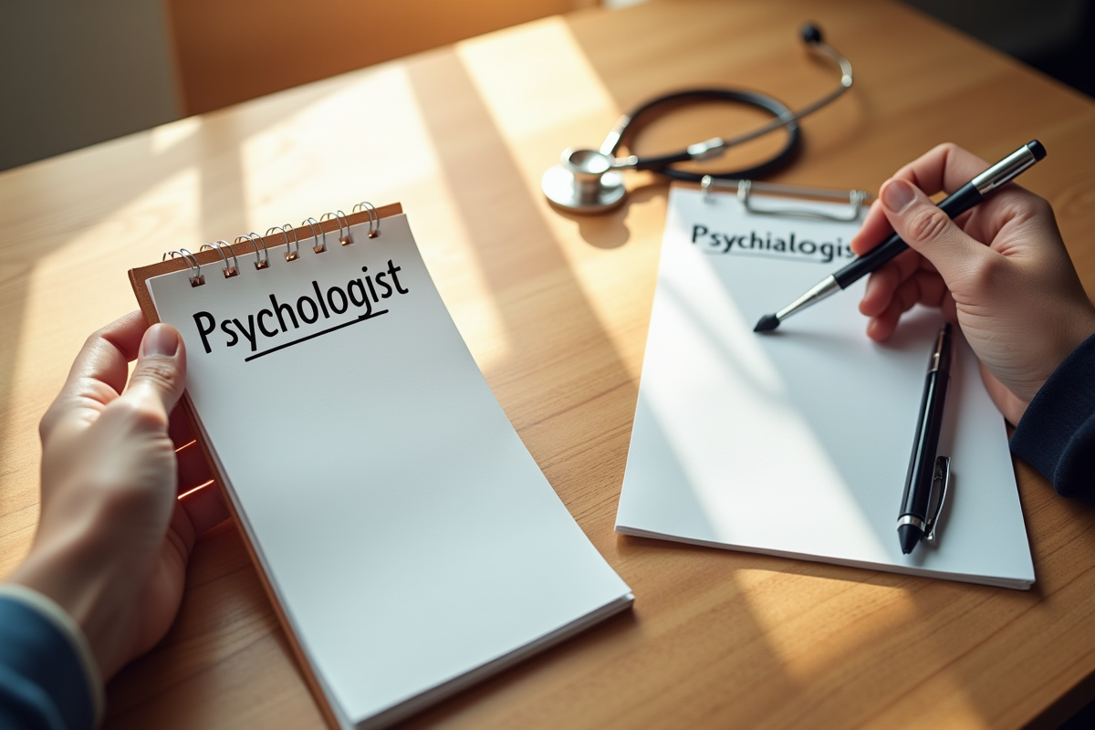 Mains tenant deux carnets pour psychologue et psychiatre