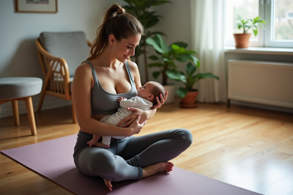 Jeune maman allaitant son bébé à la maison dans un cadre calme