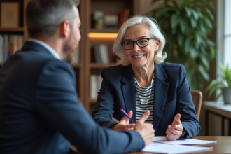 Psychologue femme attentive lors d'une séance avec un patient